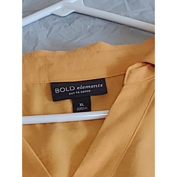 Womens Xl Blouse V-Neck Yellow Lightweight Cutout Detail Bold Elements - Picture 8 of 11